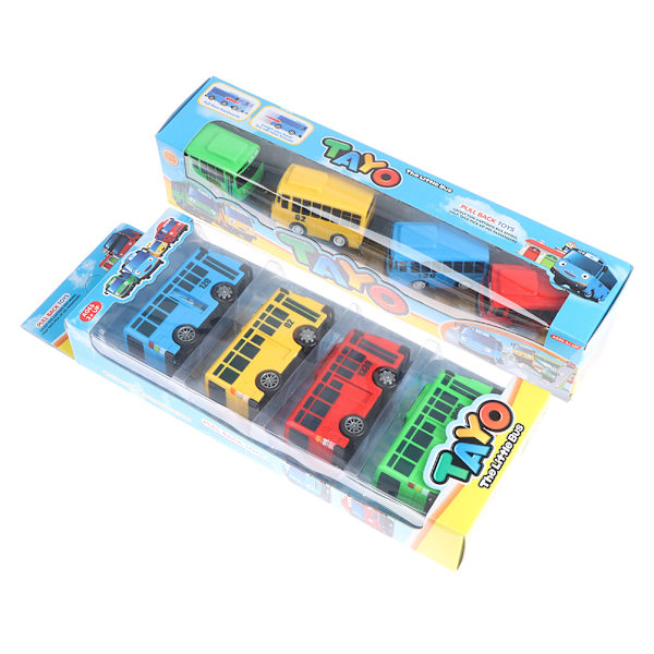 4 STK Tayo The Little Bus Cartoon Pull Back Car Lekesett L