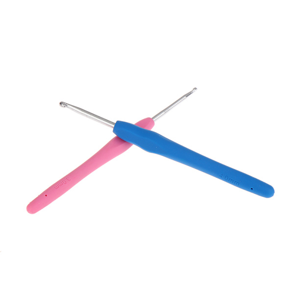 1 stk 2,0-6,0 mm regnbue myk håndtak hekle gummikrok 3.0mm