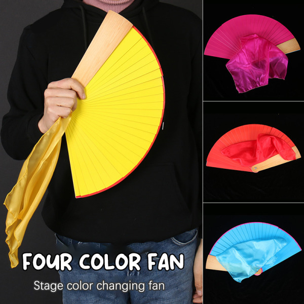 Fire farger Magic Fan Dobbeltsidig Fargeskiftende Stage Fan Clos Four color fan