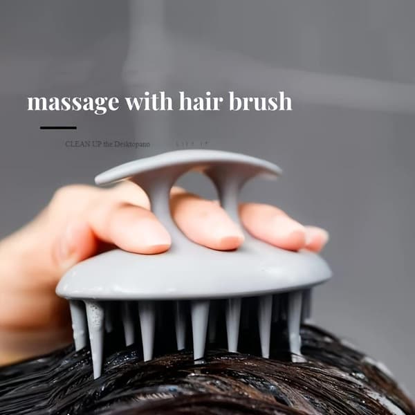 Silikon hårbottenmassager schampoborste duschkam exfoliering Beige