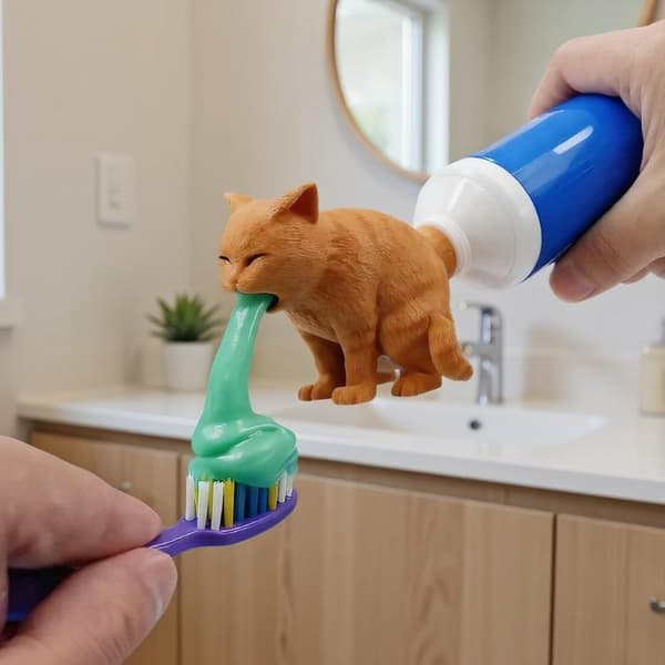 Rolig katt som kräks tandkräm A