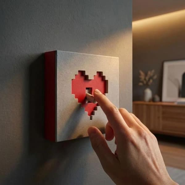 Piksel Hjerte Lysbryterdeksel 3D Veggbryterpanel Dekor Beskyttelse