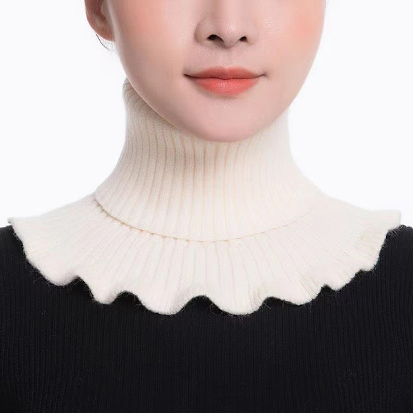 Kvinner strikket krage skjerf Varm Turtleneck Neck Warmer Detacha Beige