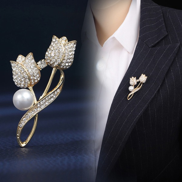 Fashion Zircon Tulip Brosje Pin For Ryggsekk Krage Lapel Pin P Silver