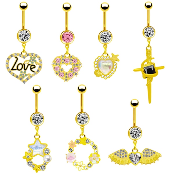 Mode sommerfugl navle ring hjerte zirkon navle ringe Bo 4