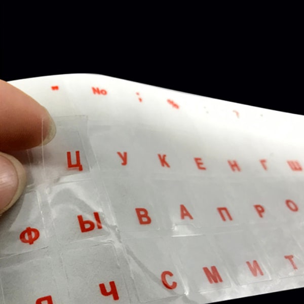 Russiske transparente tastaturklistremerker Språkalfabet Svart W Black