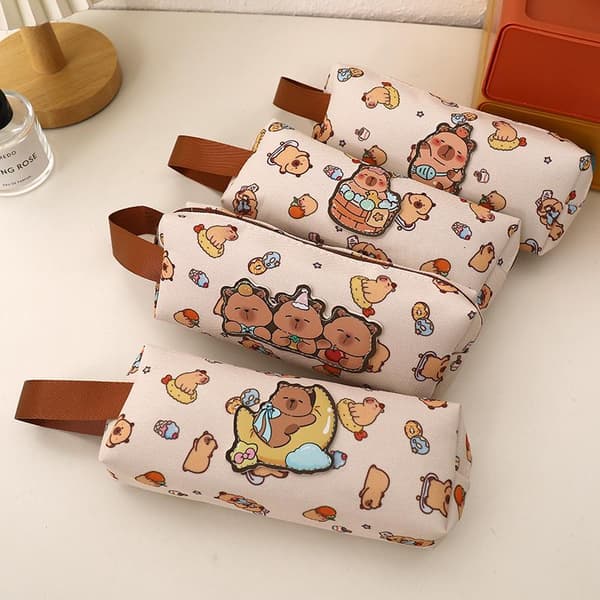 e Tecknad Capybara Pennfodral Kawaii Handväska Multifunktionell M A1