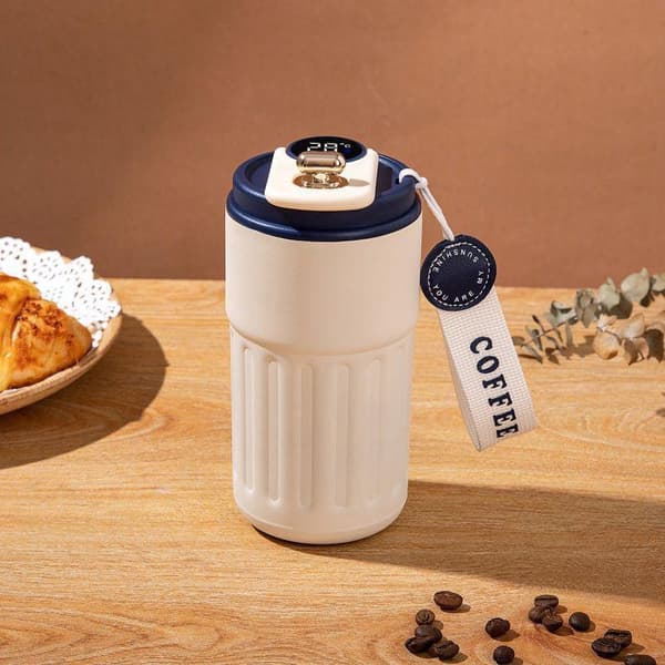 Isolert kaffekopp i rustfritt stål med temperaturvisning A7