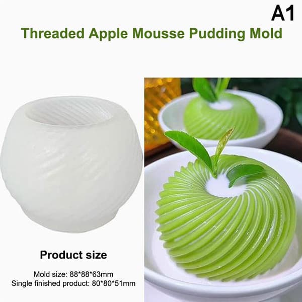 Spiral Epleform Mousse Desserter Kakeform Silikonform Gjenbrukbar A1