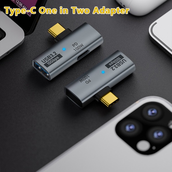 USB Type-C 10Gbps OTG 2in1-adapter med 100W PD-laddningsanslutning Adapter