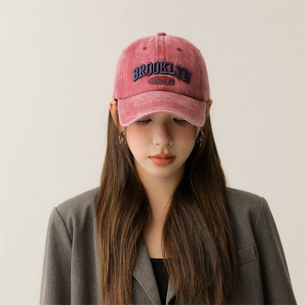 Retro vasket baseballhat Kvinder S Brev Broderet Spring Sum Black