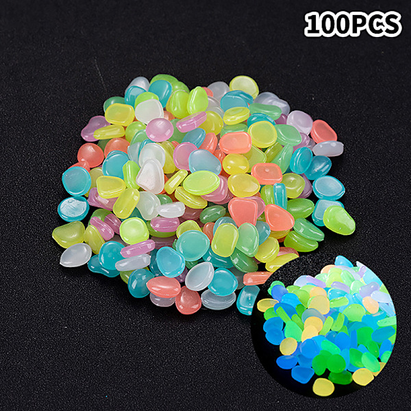 100 stk. Haveglødende Stene, der Gløder i Mørket, Dekorative Småsten Multicolor