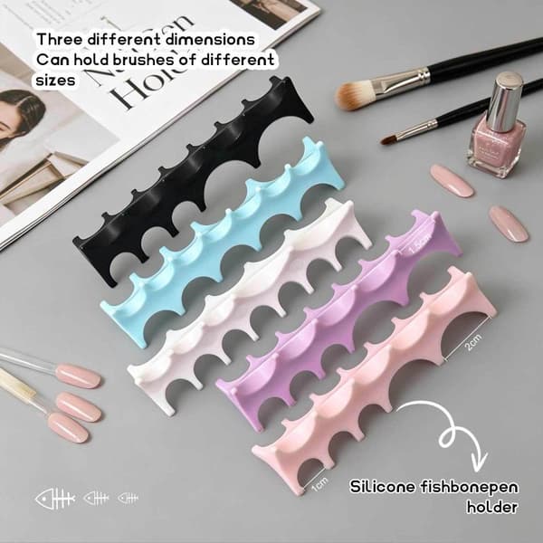 Silikone neglekunstbørsteholder – Fiskebensdesign Multi-Comp Black