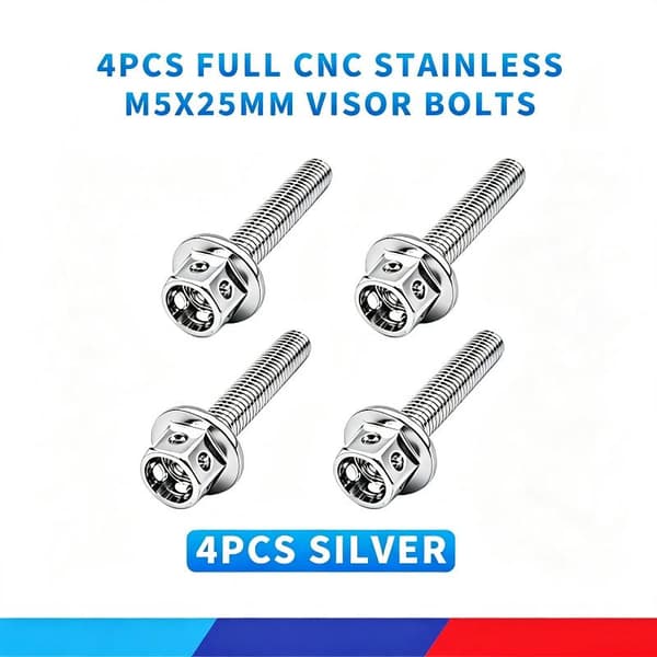 4 st/set full CNC rostfritt M5X25mm visirbultar för NMAX / PCX Silver