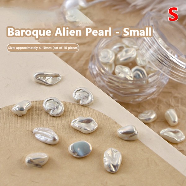 10 STK 3D skinnende flat bunn innlagt perle Nail Art Elegant dekorasjon Small