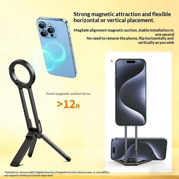 Magnetisk stativ telefonholder i legering, foldbar bærbar holder, mult A2