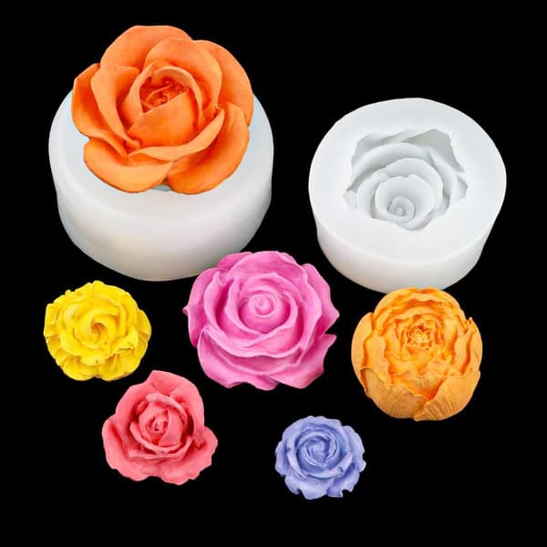 3D Rose Blomst Silikone Lysform Håndlavet Sæbefremstilling Epoxy 4