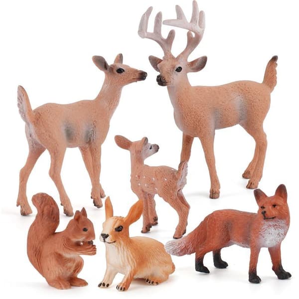 Ny hjortefamilie og ræv miniature kunstige dyrefigurer A1