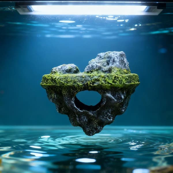 Mini Akvarium Kunstig Landskap Ornament Flytende Øy Fisk A2