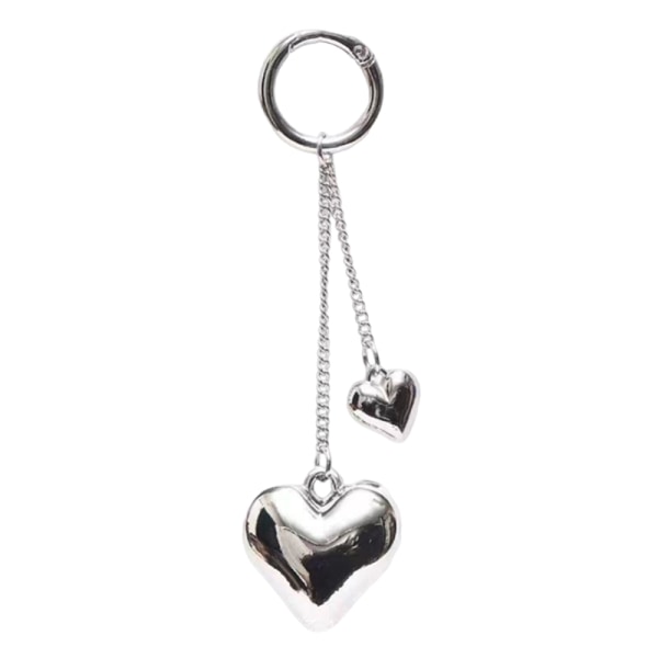Enkel kärlek hjärta metall nyckelring Y2K Silver färg hjärta nyckelring