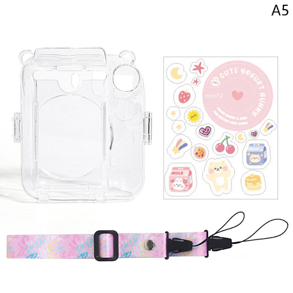 1sett for Instax Mini 12 Transparent kameraveske reiseskulder A5