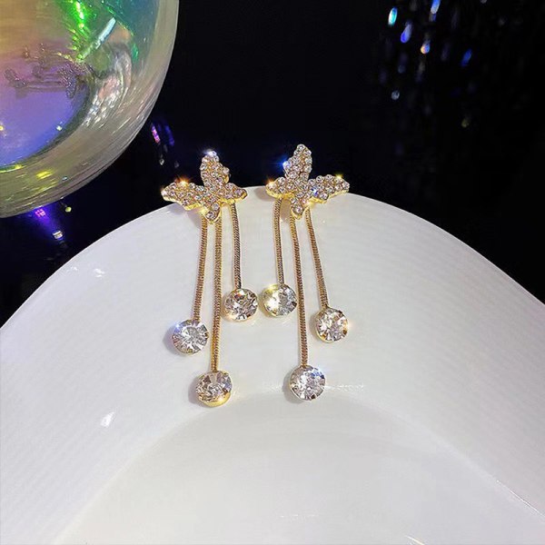 n Shiny Rhinestone Pearl Tofs Drop örhängen för kvinnor Elegant