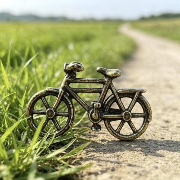 Mini cykelfigur i legering, retro antik finish, udsøgte detaljer