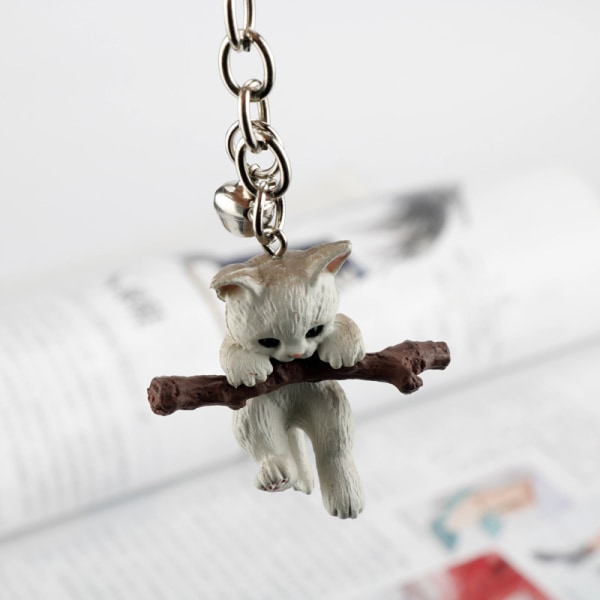 1Pcs e Animal Cat Keychain Naughty Cat With Branch Play Pendant