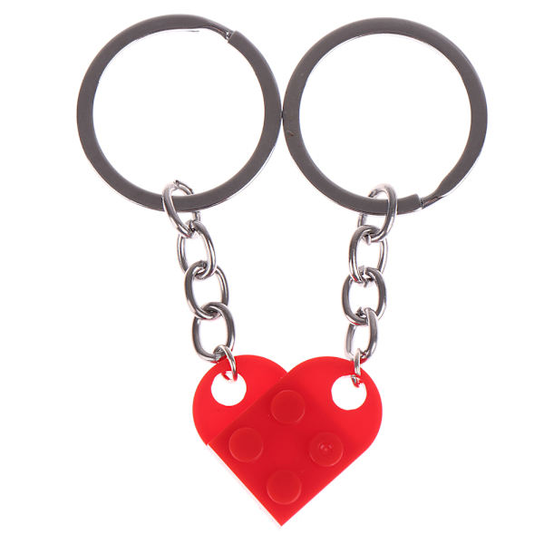 2 stk Cute Love Heart Brick Nøglering Red