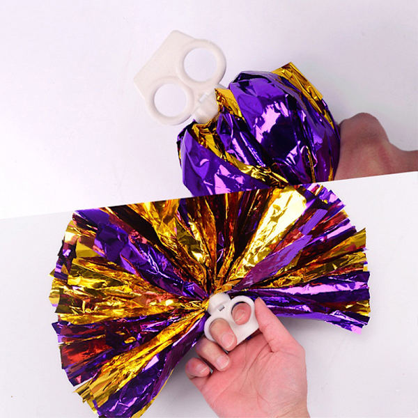 1 stk. Plast Dobbelthulls Håndtak Cheerleader Pom Poms Metallisk St A11