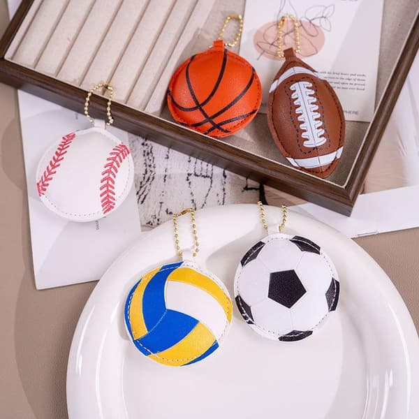 Baseboll Fotboll Basket Baseboll PU Läder Nyckelring Kvinnor A4