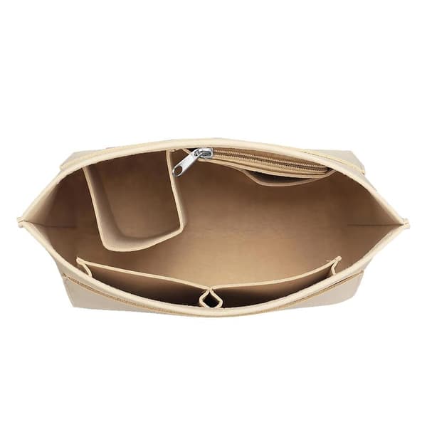Filt Tote Bag Organizer Innlegg Med Flere Rom Glidelås Beige M