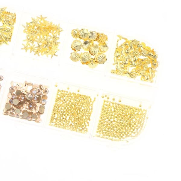 12 gitter stjerne måne negle nitter Y2K metalliske negle charms DIY A4