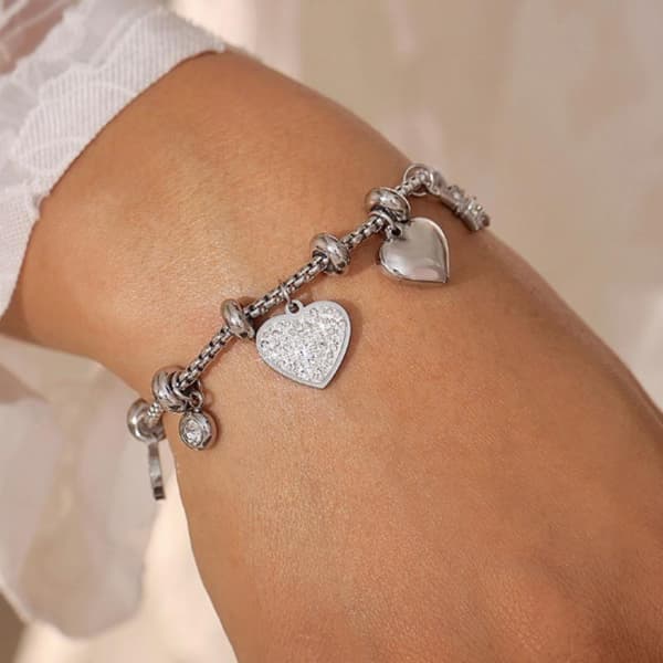 Mote Måne Hjerte Stjerne Armbånd i Rustfritt Stål for Kvinner A2