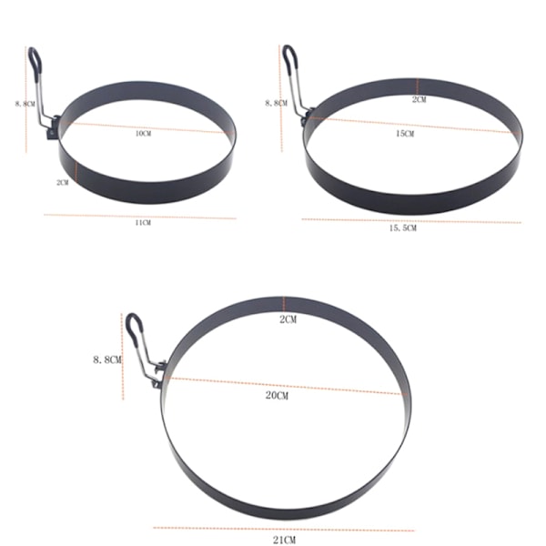 9/10/15/20 cm Pannkaka Form Metall Stekt ägg Shaper Non Stick 9cm