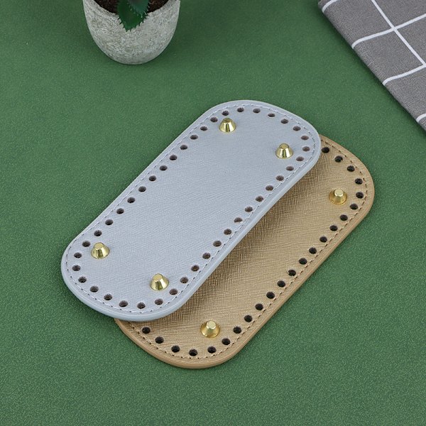 1Pc Oval Langbunn For Strikket Veske PU Skinnveske Håndlaget Bo Silver