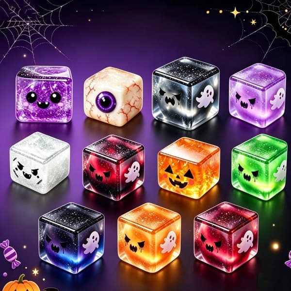 Halloween-kuutio, läpinäkyvä glitter-maltoosilelu A11