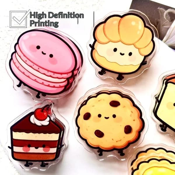 6 st/set Kawaii tecknad dessert akryl gem e Journal D 6pcs set