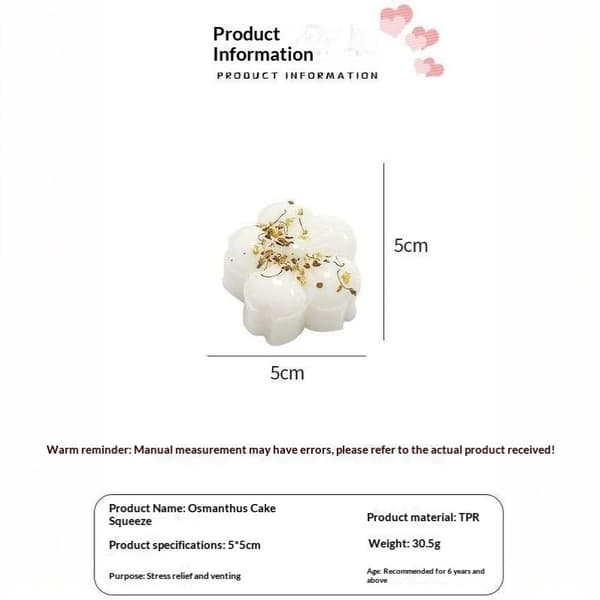 e Simulation Blomsterkage Squishy Mochi Legetøj Langsom Rebound White
