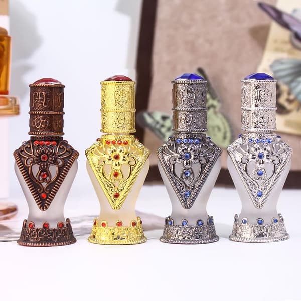 8 ml arabisk stil antikvitet eterisk oljeflaska påfyllningsbar per Silver