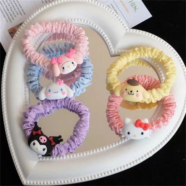 Tecknad hår Scrunchie Sweet Girls Kawaii djurelastiskt hår B Blue