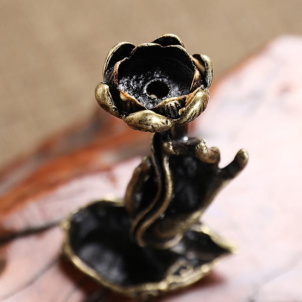Ren kobber tilbagestrømning røgelse Buddha hånd lotus messing røgelse fr