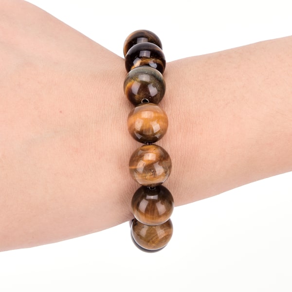 Tiger Eye Stone Lucky Bless Beads Män Kvinna Smycken 12mm