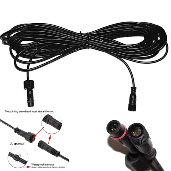 5m Dobbelt hull Plugg Led Solar Light Forlengelseskabel Vanntett
