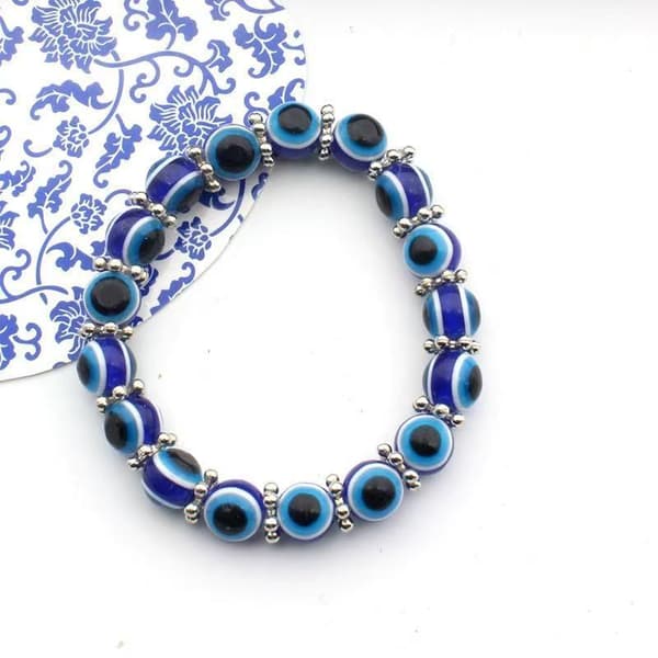 1/2/4 stk. Evil Eye Lucky Vedhæng Armbånd Blå Øje Perle Elastisk A1