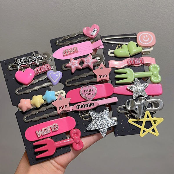 7 stk/sett e Barrettes Dame Enkel Metal Snap Clip Hodeplagg Hai 10
