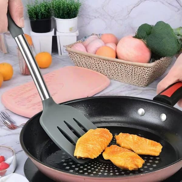 2 stk silikonspatelsett varmebestandig non-stick biffspatel Gray