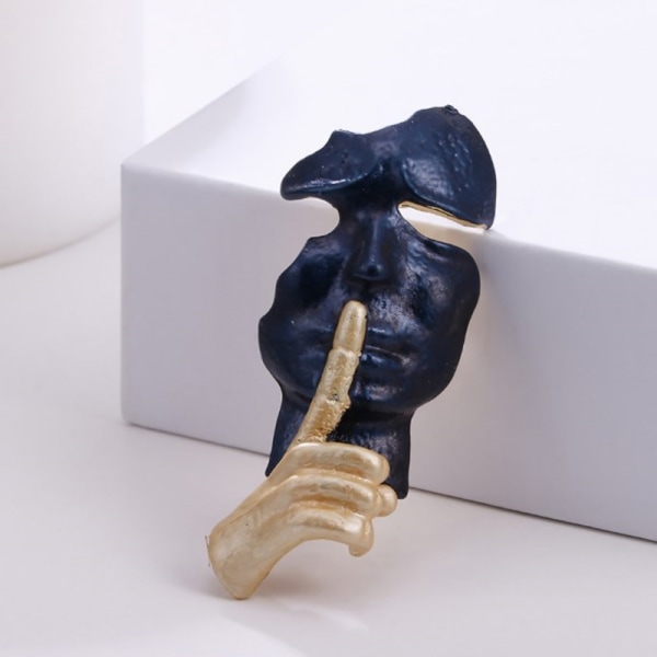 Secret Expression Gesture Broche Blå Gul Til Mænd Kvinder Enam A1