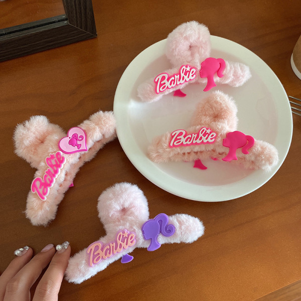 Barbie-sarjan hiusneula Pink Love Heart Shark Clip Naisten Hai A2