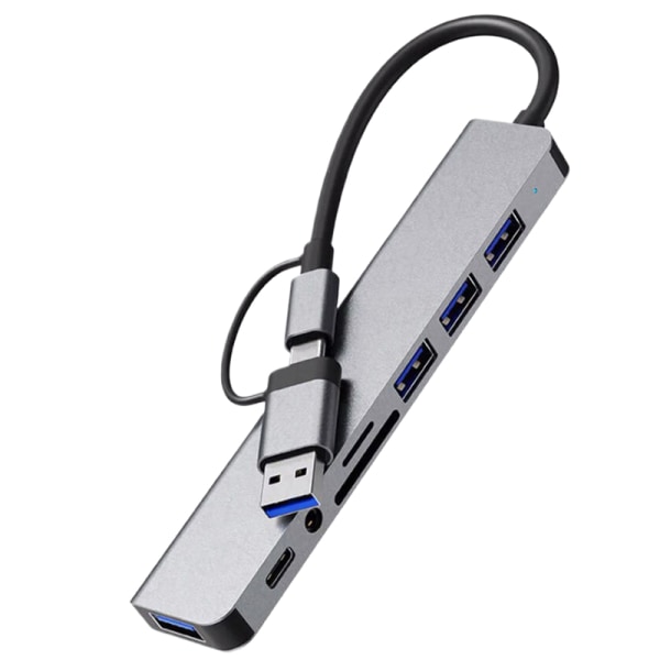 8-i-1-portar USB A Typ C Hub Concentrator Dockningsstation 3 0
